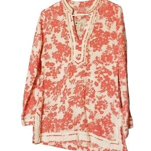 Melvin Coral White Tailored Linen Tunic side Zip Size M